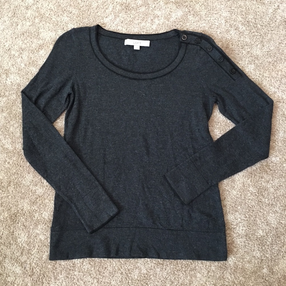 Ann Taylor Loft Sweater with Button Shoulder - S